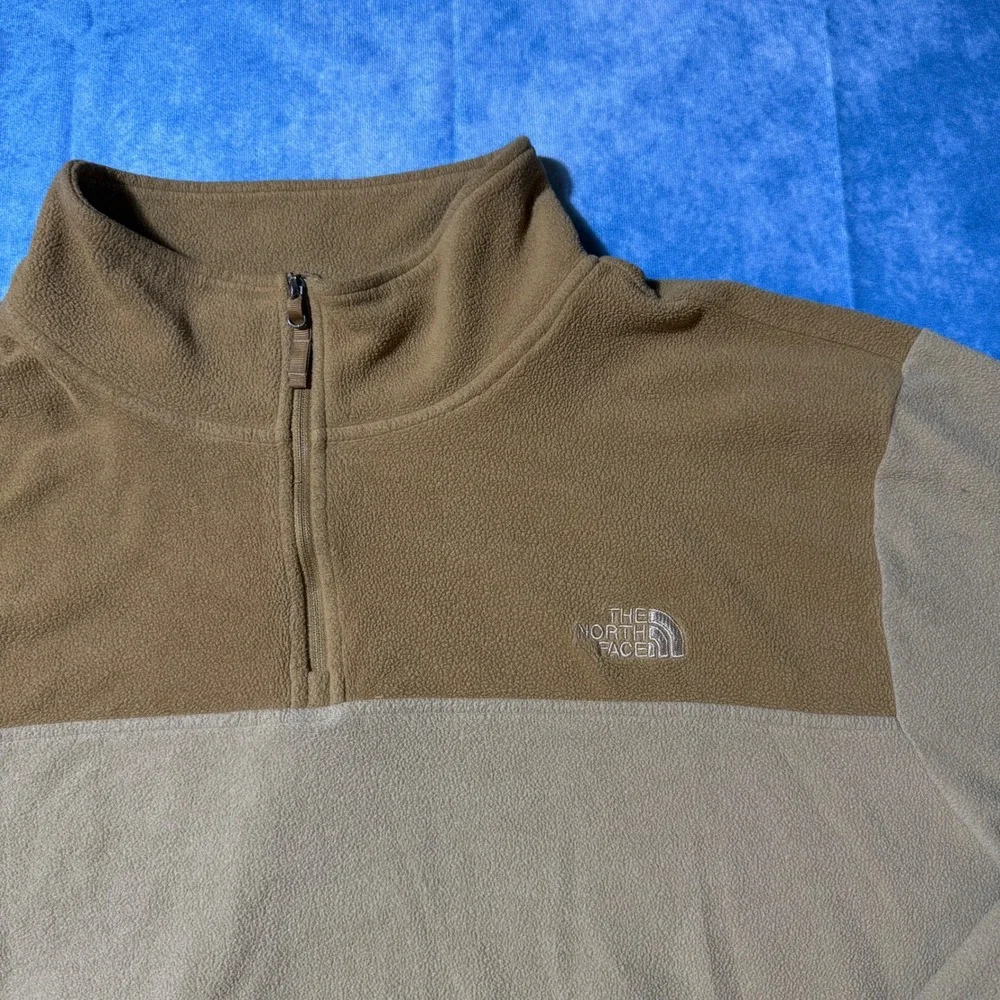 Y2K The North Face 3XL Tan Brown Colorblock Quarter Zip Fleece Pullover
